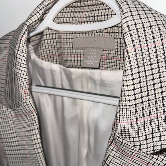 H&M Suit Jacket / Blazer - Grey & Pink Prince of wales design - Size US M - Picture 2 of 3